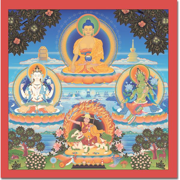 Lienzo pequeño: Cuatro deidades kadampa